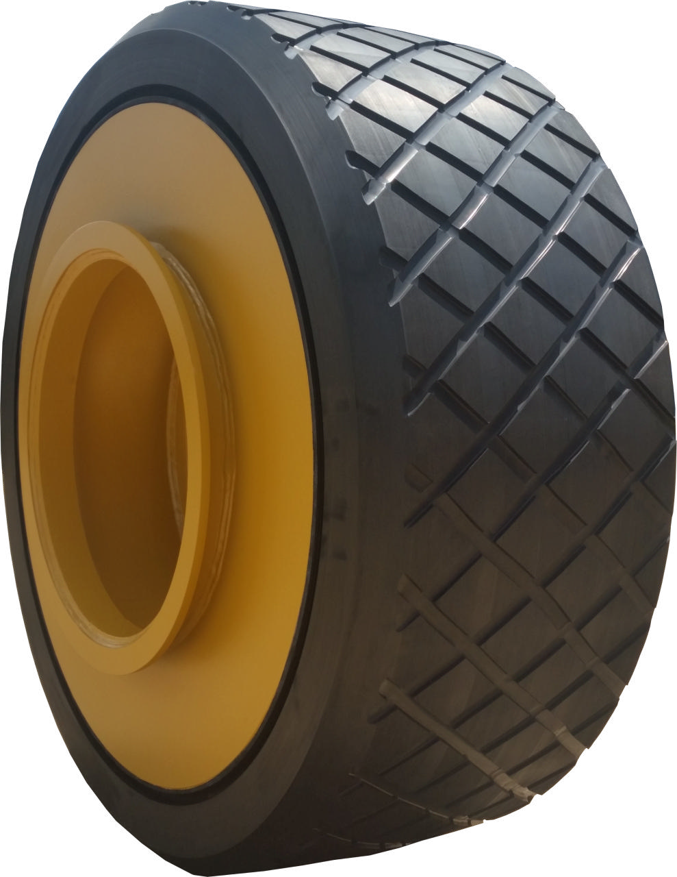 Example image for Caterpillar SH640D low-profile wheel, diamond tread, suits 14mm chains