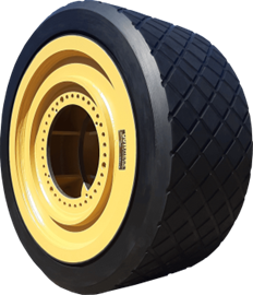 Example image for Caterpillar SH640D gusseted wheel, diamond tread, suits 14mm chains