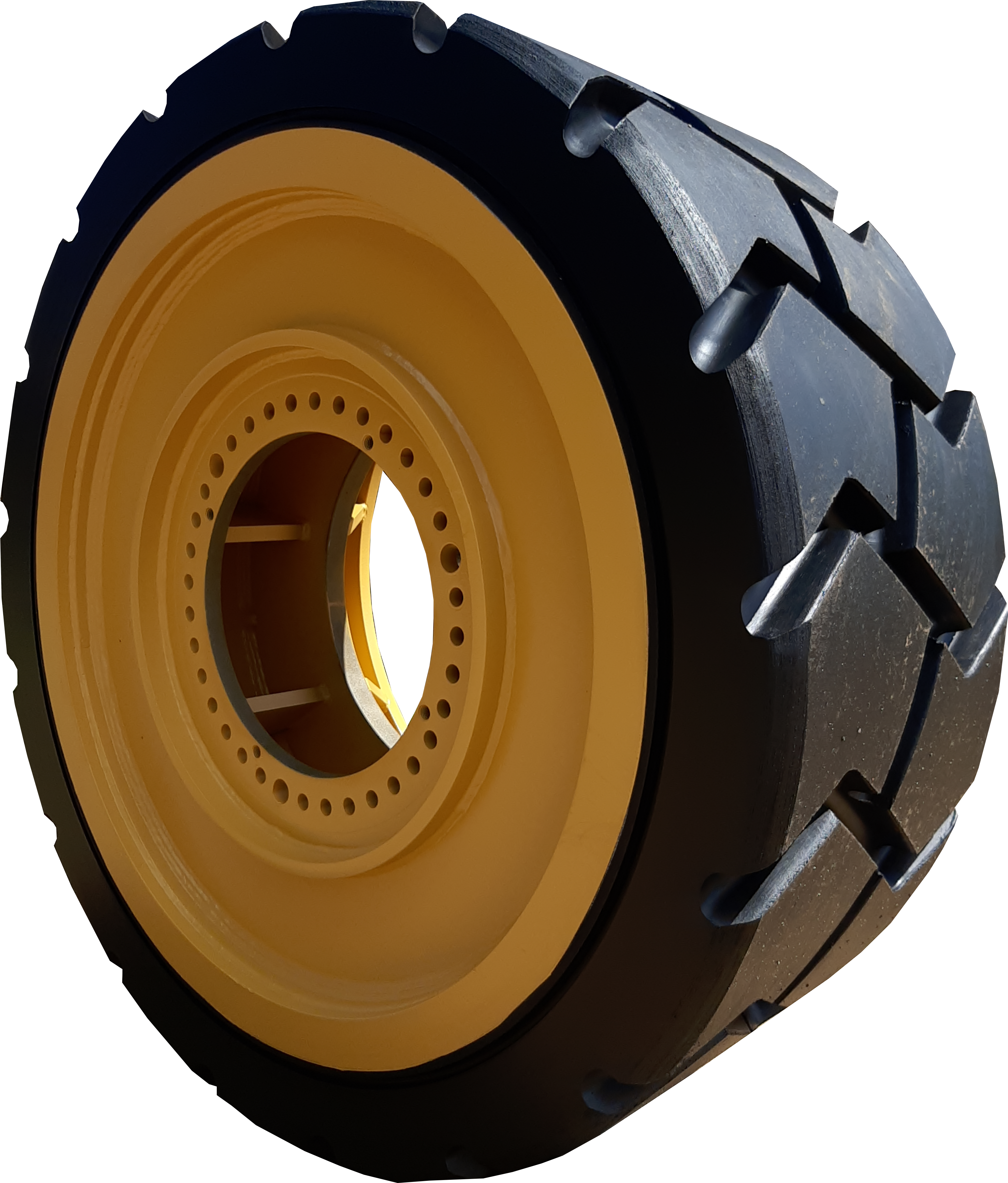 Example image for Caterpillar SH640D gusseted wheel, chevron tread